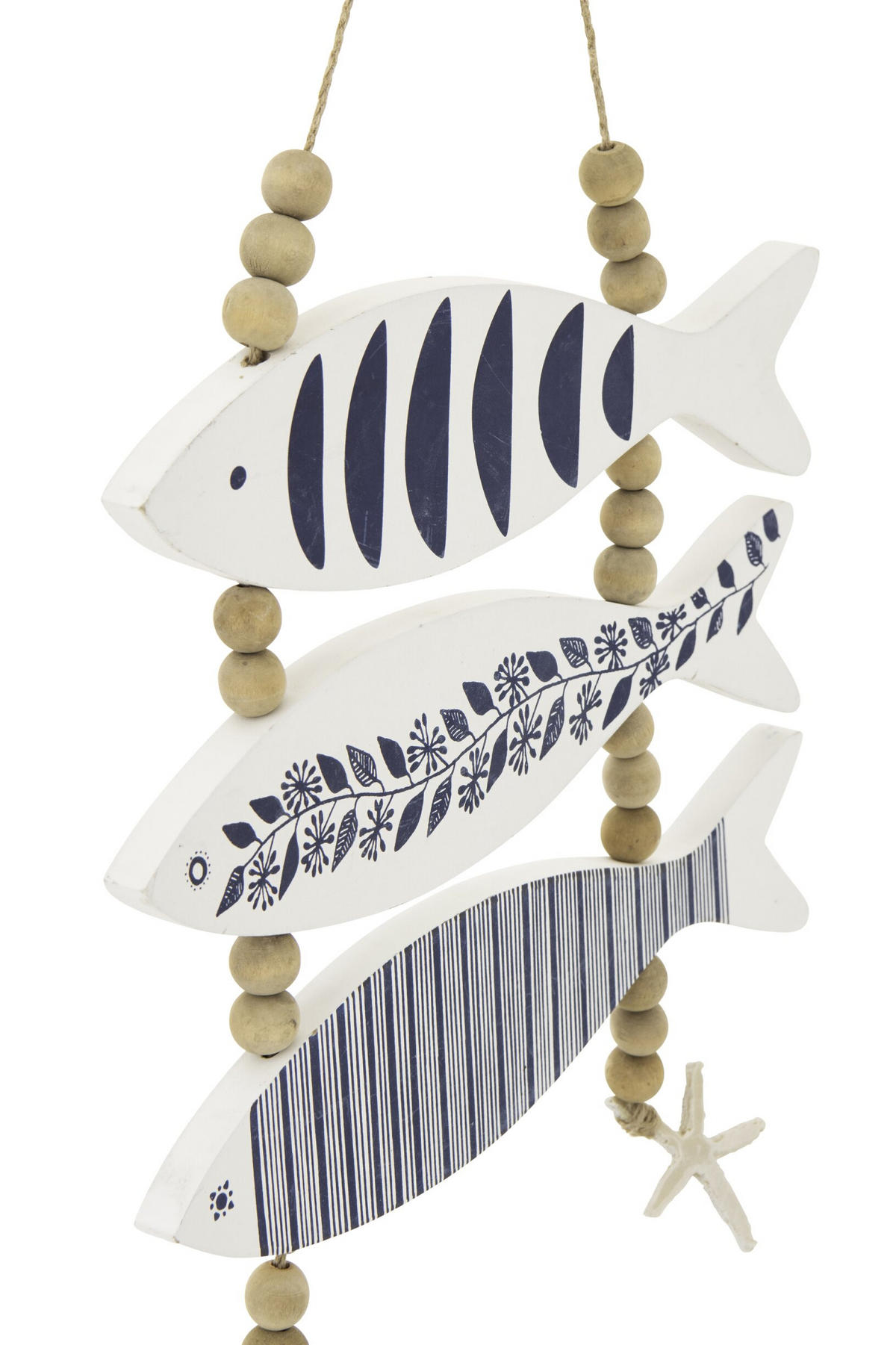 AUFHÄNGER FISCHMUSTER (4ER SET) - Blau, Holz (2/53/32.5cm) - J-Line