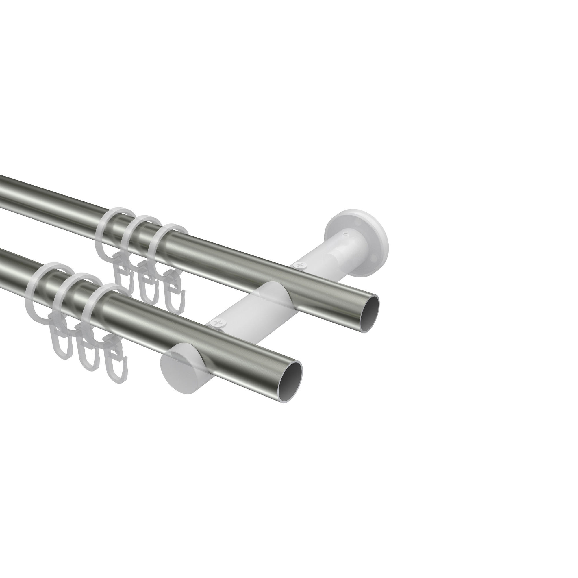 Thumbnail - Interdeco Gardinenstangen-Set, Edelstahl, Metall, 160 cm, Wohntextilien, Gardinen & Vorhänge, Gardinen-Stangen