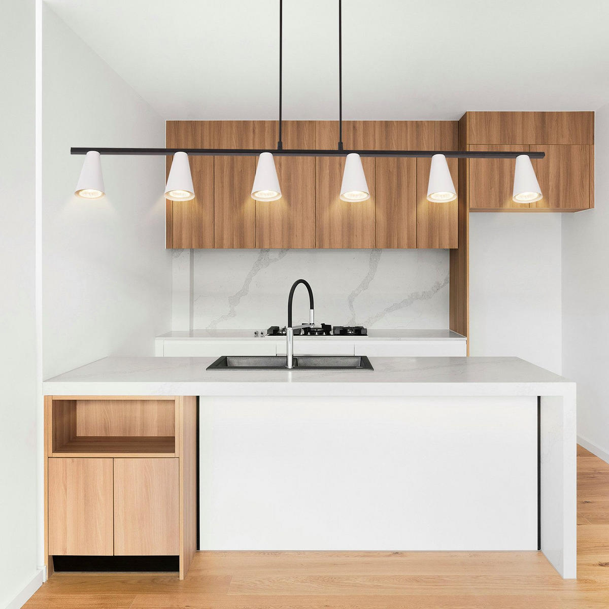 PENDELLEUCHTE Ethan 110/7/160 cm - Weiß, Metall (110/7/160cm) - ZMH