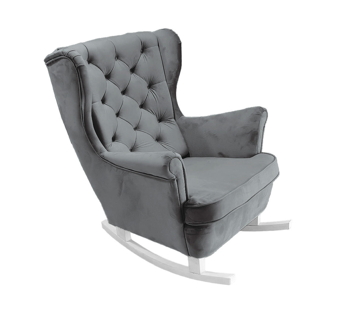 SCHAUKELSESSEL mit gepolstertem Sitz und Armlehnen, 102x81x95 cm, Asche_29858 - Dunkelgrau/Weiß, Holz/Textil (81/102/95cm) - DomoHome