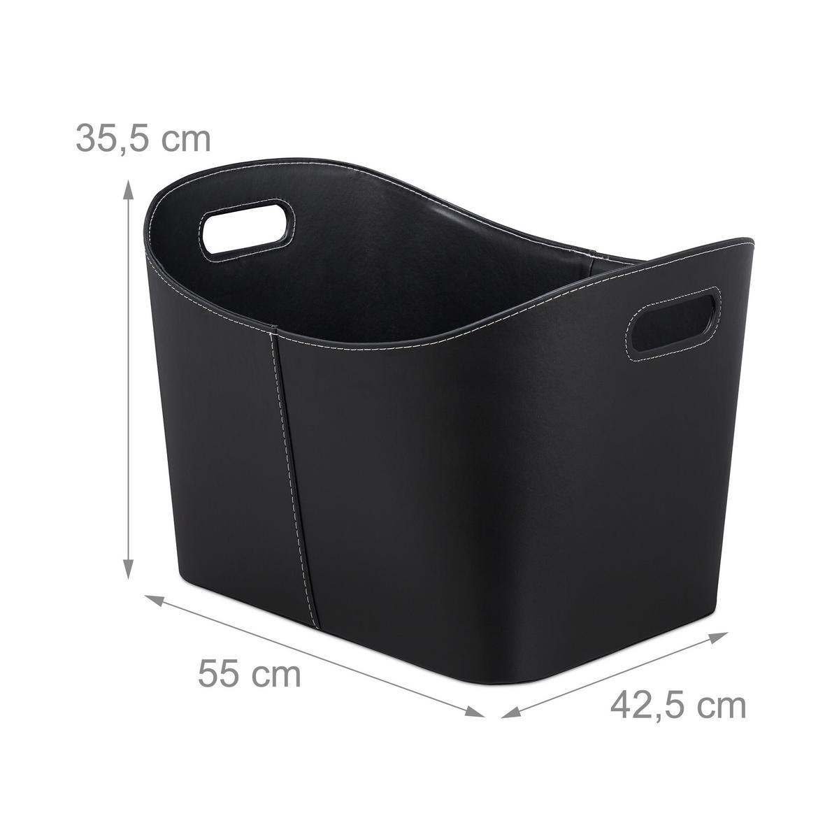 HOLZKORB - Schwarz, Wellpappe/Kunststoff (55/35.5/42.5cm) - Relaxdays