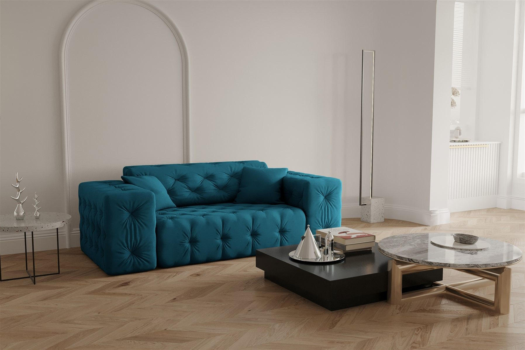 SOFA 2-sitzer Chantal - Blau, Holzwerkstoff/Textil (186/78/96cm) - Fun Möbel