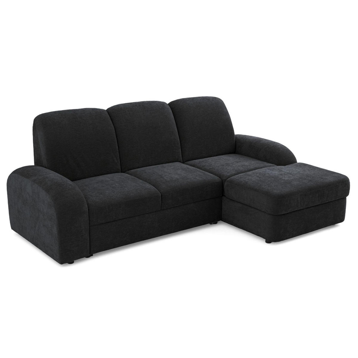 ECKSOFA VIBE S Rechts mit Schlaffunktion 130x202 Chenille Anthrazit - Anthrazit/Schwarz, Holz/Kunststoff (156/255cm) - Muffo