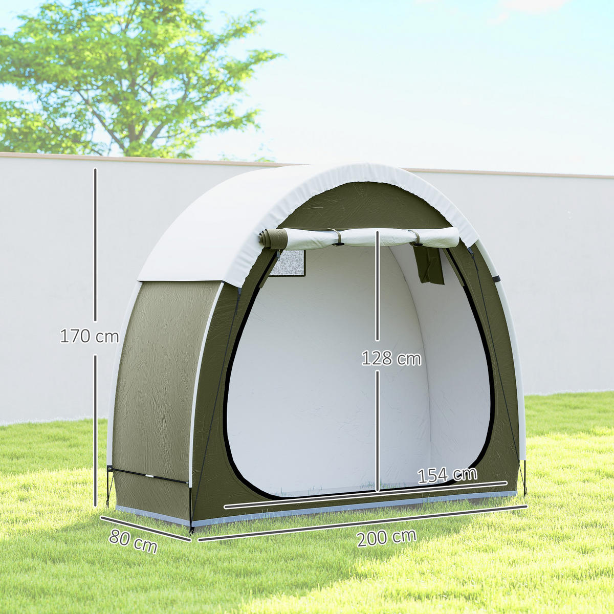 FAHRRADZELT für 2 Fahrräder Fahhrradgarage mit Belüftung UPF50+ Wasserdicht 210D Oxford 200 x 80 x 170 cm - Grün, Textil (200/170/80cm)