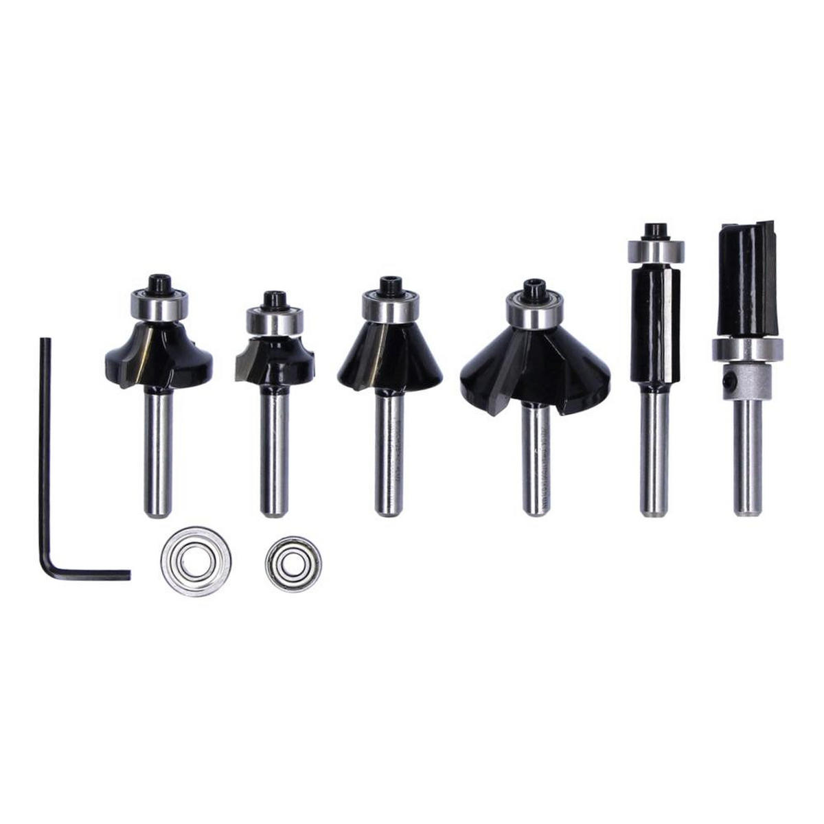 BOSCH Rand- und Kantenfräser Set 6 tlg. 1/4" Schaft ( 2607017470 ) Trim & Edging Set für Oberfräsen - Multicolor, Holz (25/212/8cm) - Bosch Professional