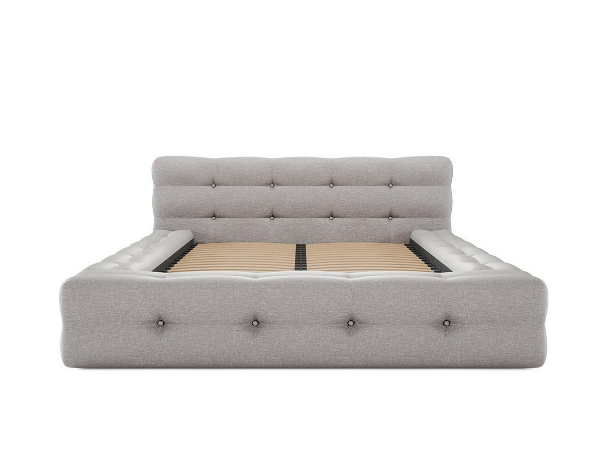 BETT mit Bettkasten - 2 Personen - Stoff - Hellgrau - Hellgrau, Textil (140/190cm) - Vente-Unique
