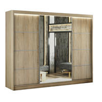 SCHWEBETÜRENSCHRANK Padwa 250 cm mit Spiegel 3-türig, Eiche sonoma und Eiche sonoma Front - Sonoma Eiche, Glas/Kunststoff (250/215/61cm) - Margaret Hadas24