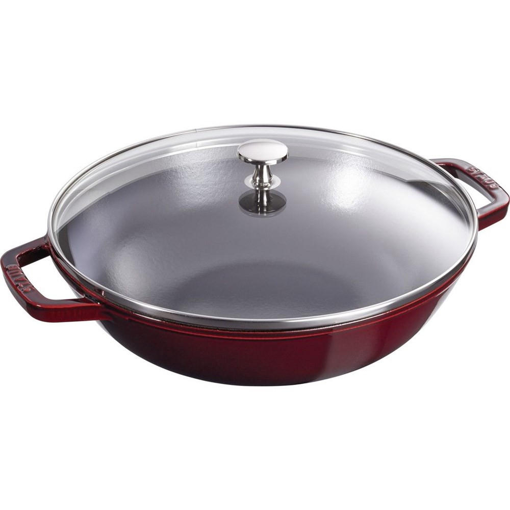 GUSSEISENWOK mit Deckel 30 cm NPC405114660 - Bordeaux, Metall (30cm) - Staub