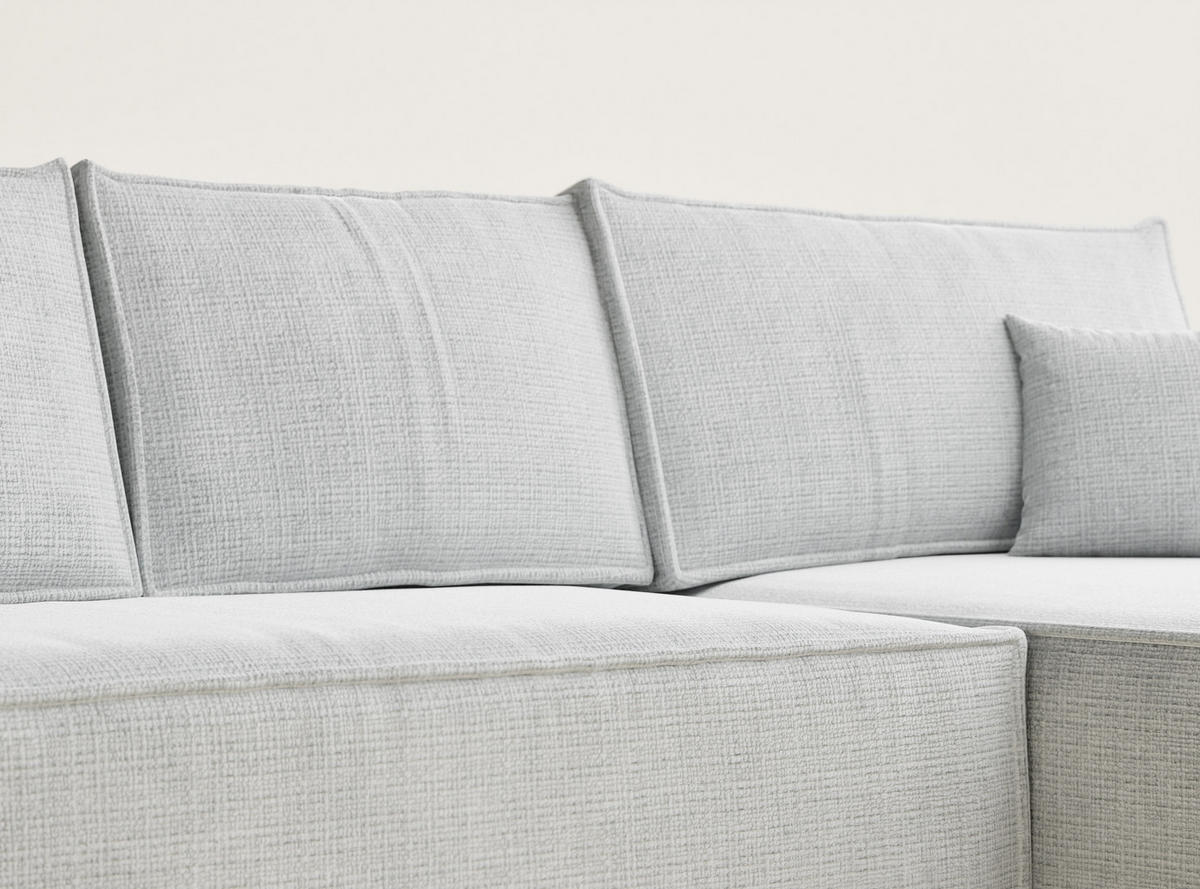 ECKSOFA Maze Grau Chenille-Stoff - Rechts Seite - Schwarz/Grau, Holz/Holzwerkstoff (294/185cm) - Maison de Reve