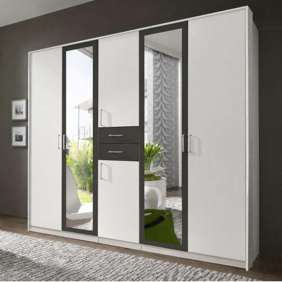 PASSEPARTOUTRAHMEN zum Kleiderschrank 22590&22591, B228/H211/T58 cm, Abschlussrahmen in Weiß / 22590-01 - Weiß, Holzwerkstoff (228/211/12cm) - luma-home