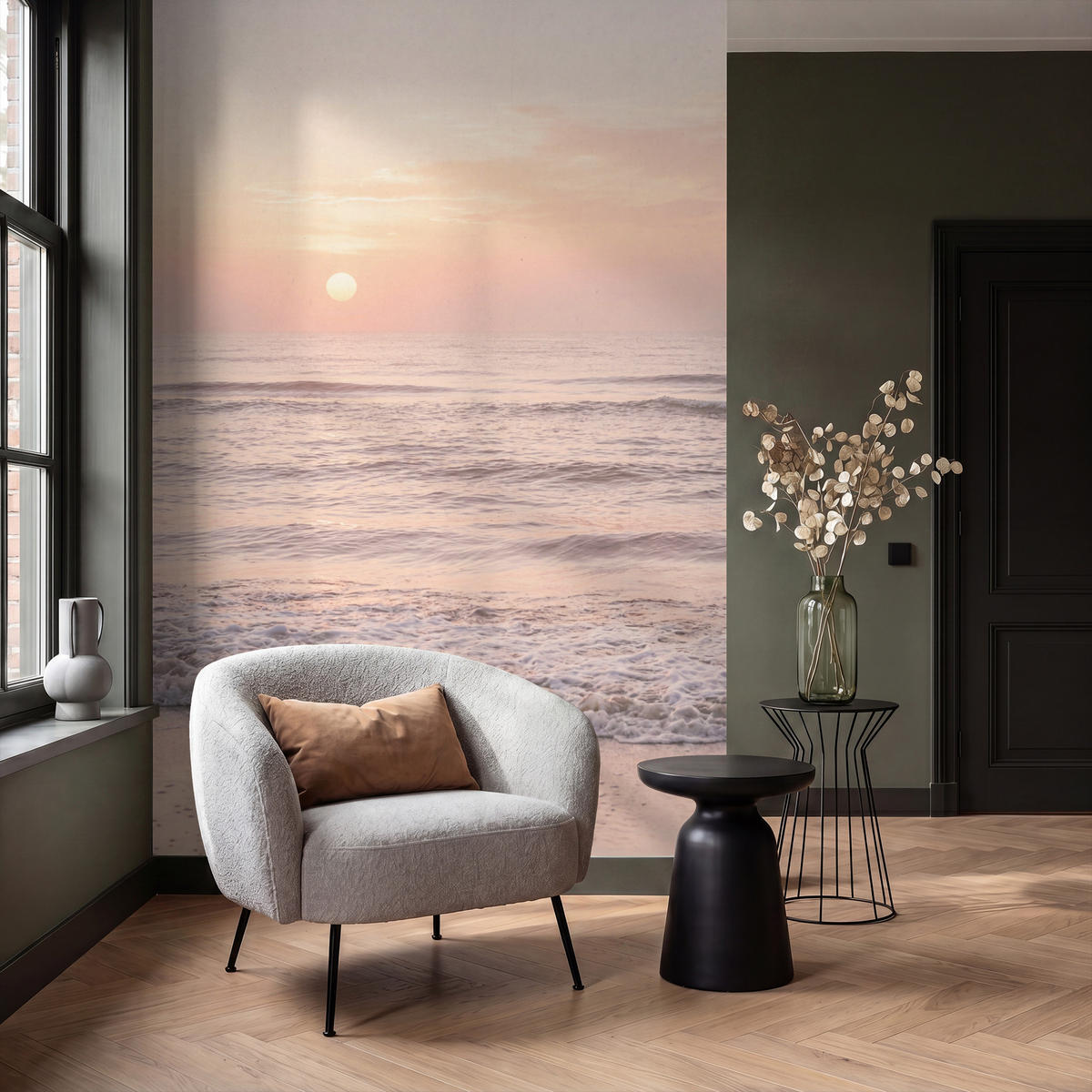 TAPETE - Sonne - Strand - Rosa - 160x240 cm - Hellrosa, Papier (160/240cm) - OnlyWow