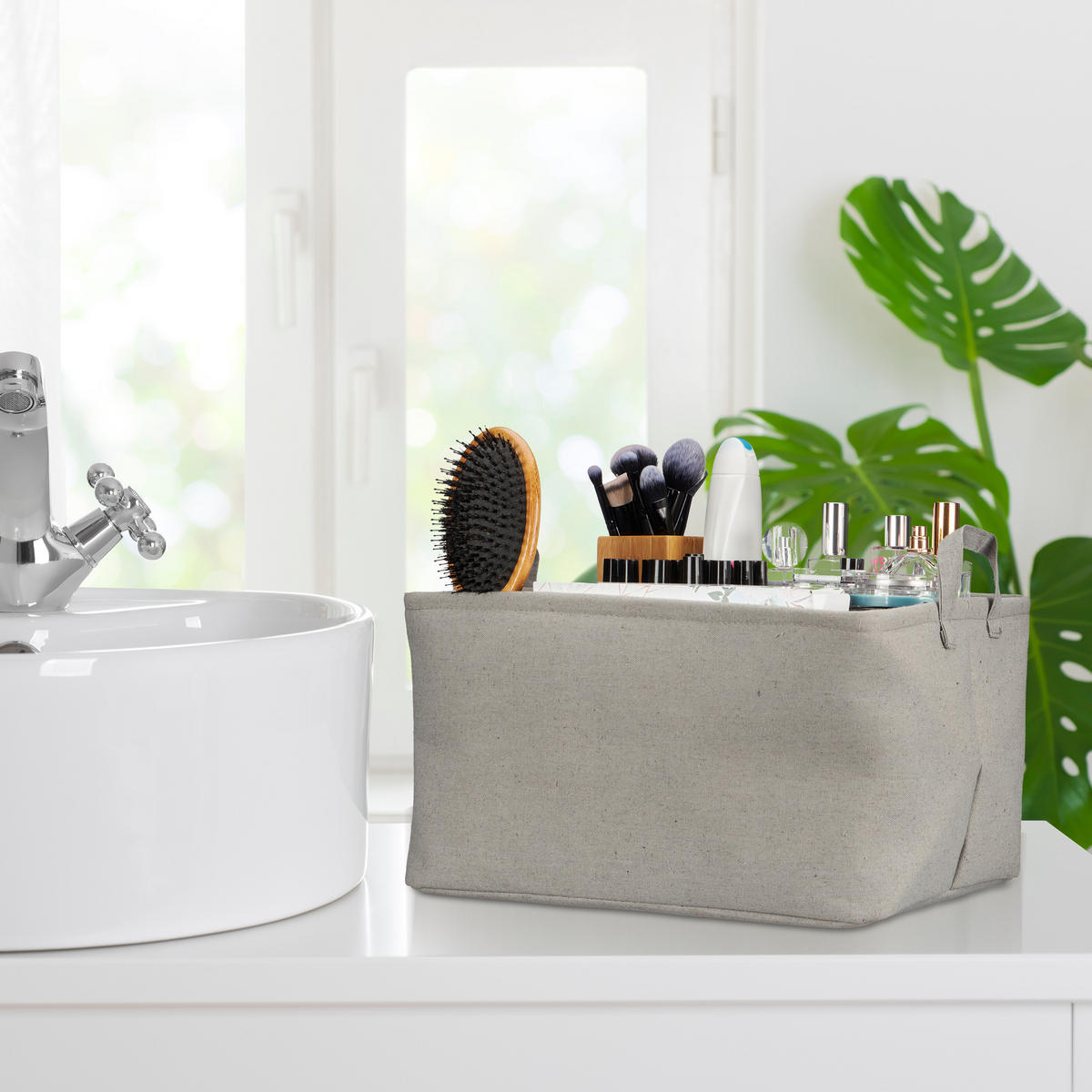 AUFBEWAHRUNGSKORB - Grau, Textil (38/48/30cm) - Relaxdays