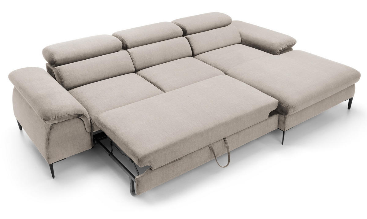 ECKSOFA L-Form 290 cm Amaro M mit Schlaffunktion, Rechts, Beige - Beige, Holz (182/288cm) - Emporius