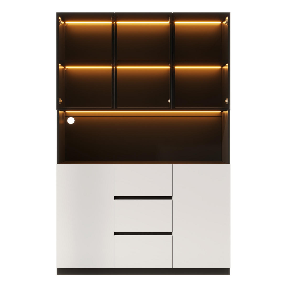 VITRINE 120/40/200 cm aus MDF mit LED-Beleuchtung Schwarz - Schwarz, Holzwerkstoff (120/200/40cm) - Modenvie
