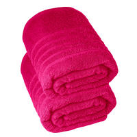 BADETUCH London Rhabarber Rot 2er Set 100x150 - Pink, Textil (100/150cm) - Lashuma
