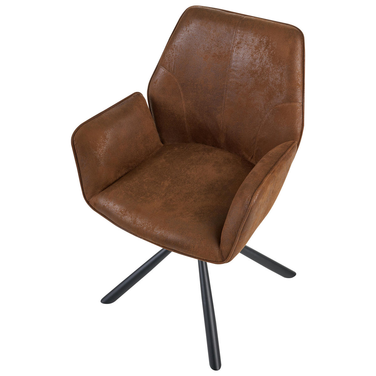ESSZIMMERSTUHL 2er-Set drehbar Kunstwildleder Braun Warner - Braun, Textil (63/94/58cm) - Beliani