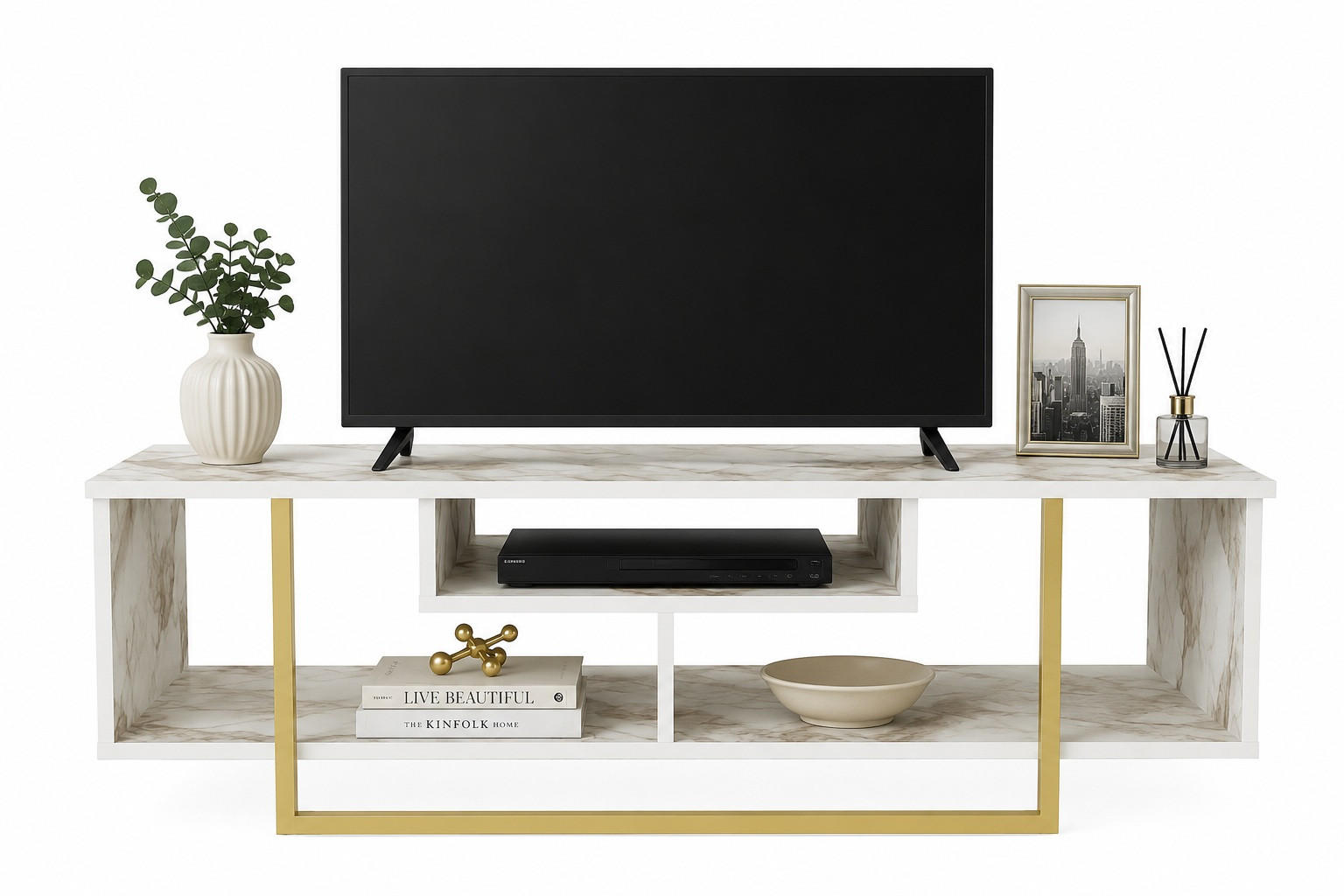Decorotika Tv-Element Weiß, Creme, Gold 119.4x40x35.2 cm