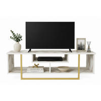 TV-ELEMENT Asal Weiss Marmor Gold - Goldfarben/Creme, Holzwerkstoff (119.4/40/35.2cm) - Decorotika