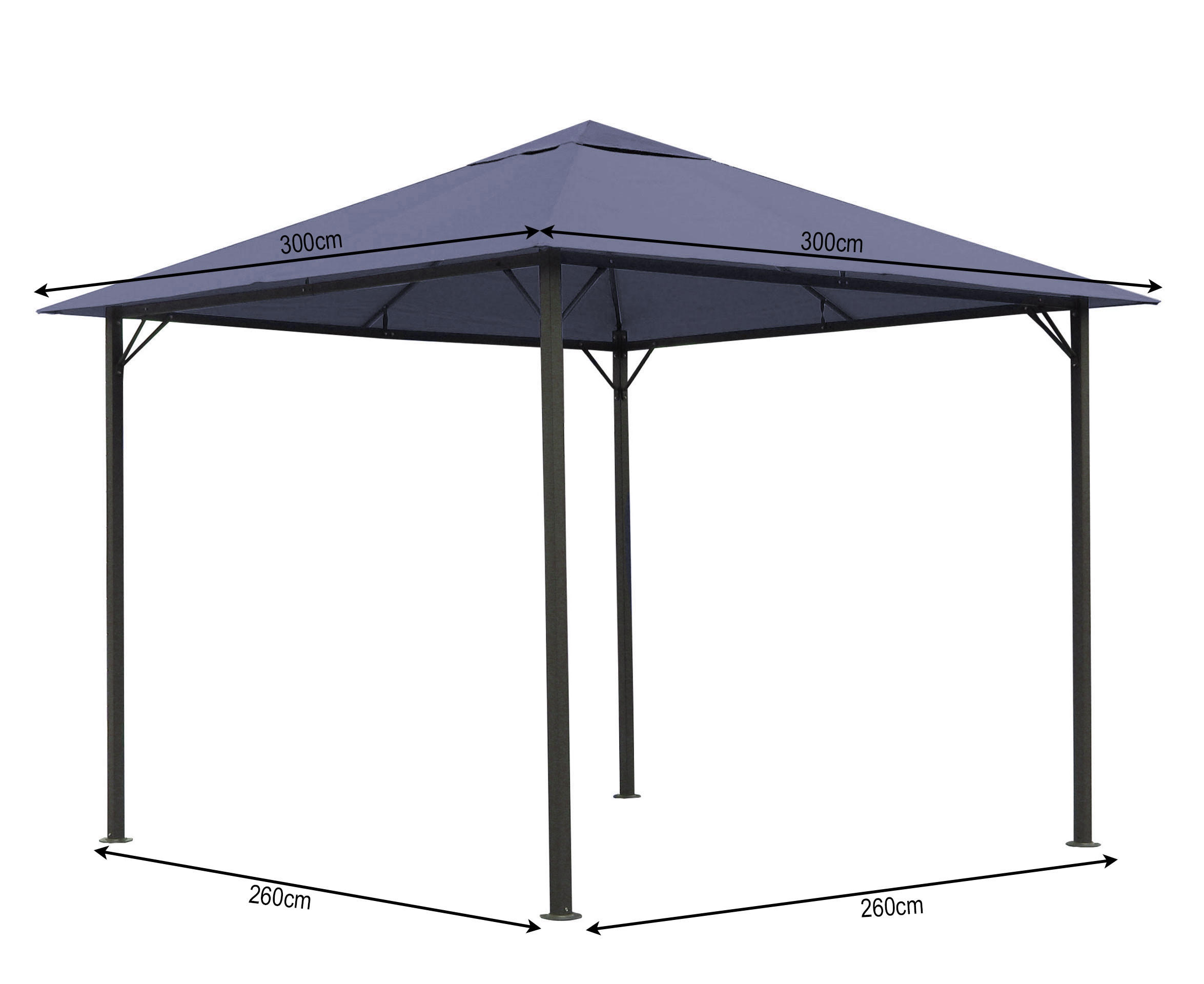 PAVILLON Nizza 3x3m Grau - Grau, Metall (300/263/300cm) - QUICK STAR
