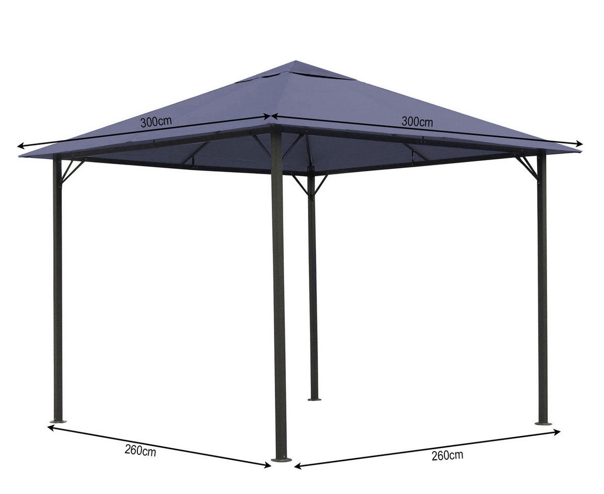 PAVILLON Nizza 3x3m Grau inkl. Seitenwand Set - Grau, Metall (300/263/300cm) - QUICK STAR