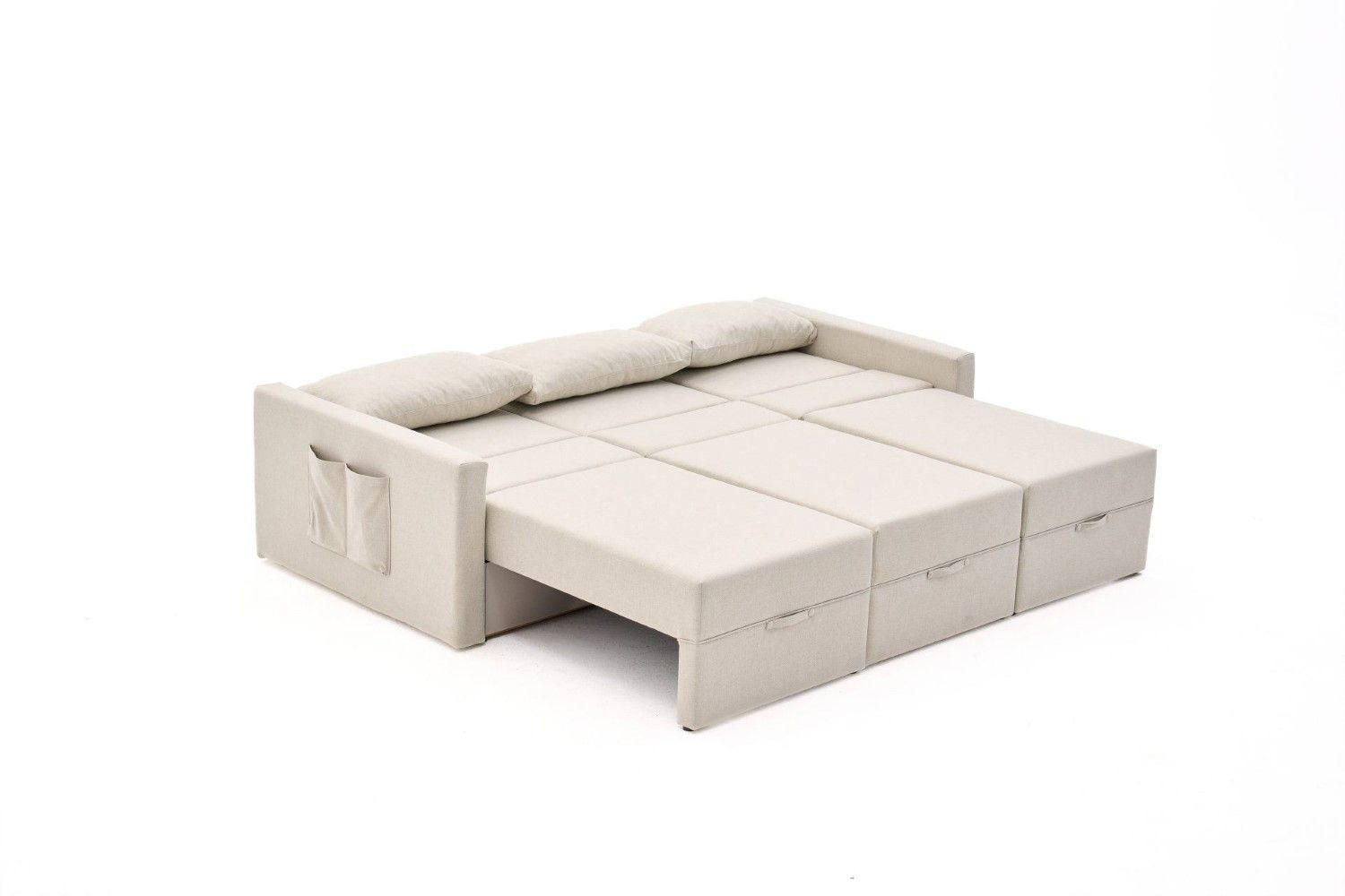 ECKSCHLAFSOFA mit Hocker - Beige/Creme, Holz/Kunststoff (230/180cm) - myHomelando