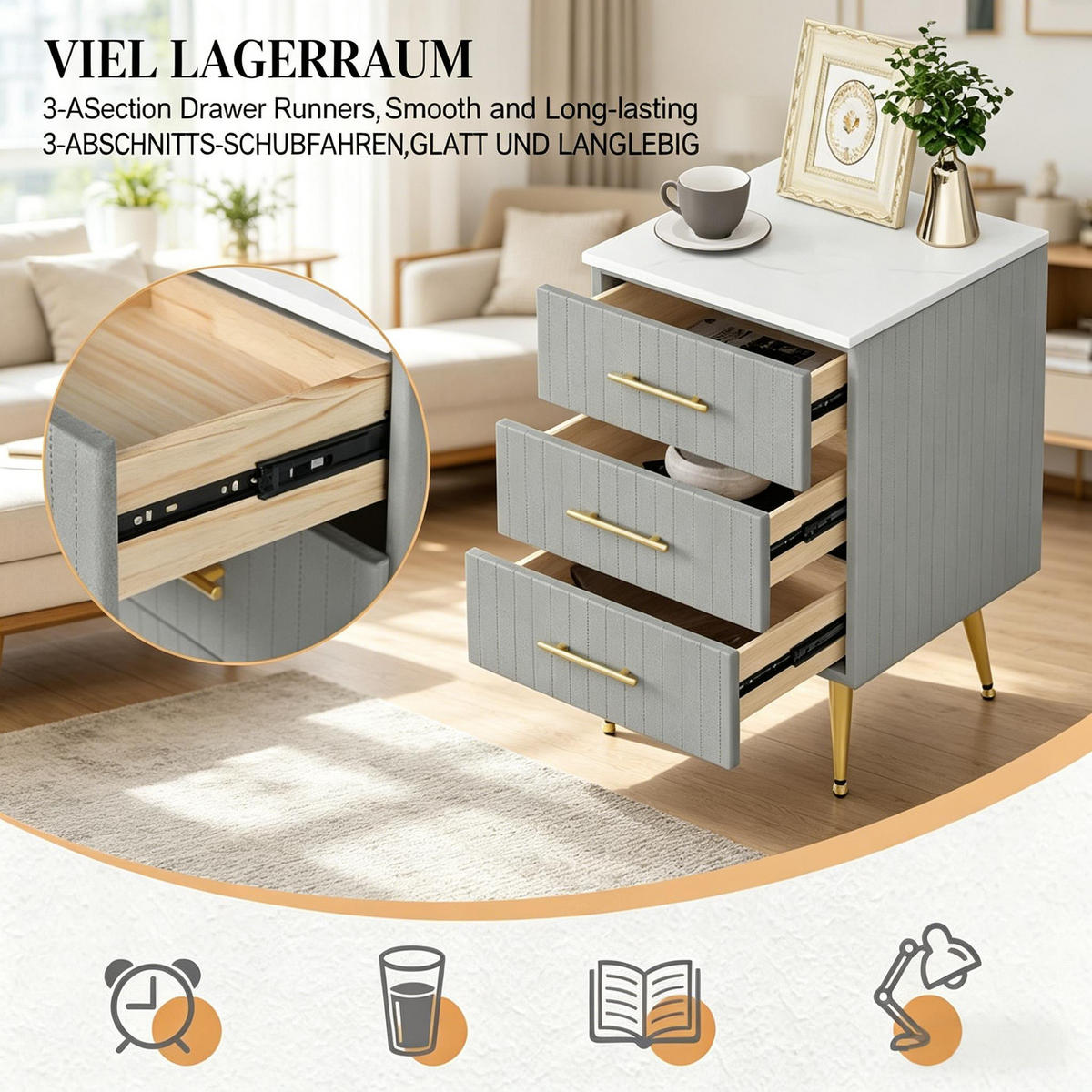 BEISTELLTISCH Grau 62/40/41 cm - Grau, Holz (62/41/40.5cm) - PANGIVO