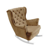 SCHAUKELSESSEL mit gepolstertem Sitz und Armlehnen, 102x81x95 cm, Cappuccino_29808 - Weiß/Samtahornfarben, Holz/Textil (81/102/95cm) - DomoHome
