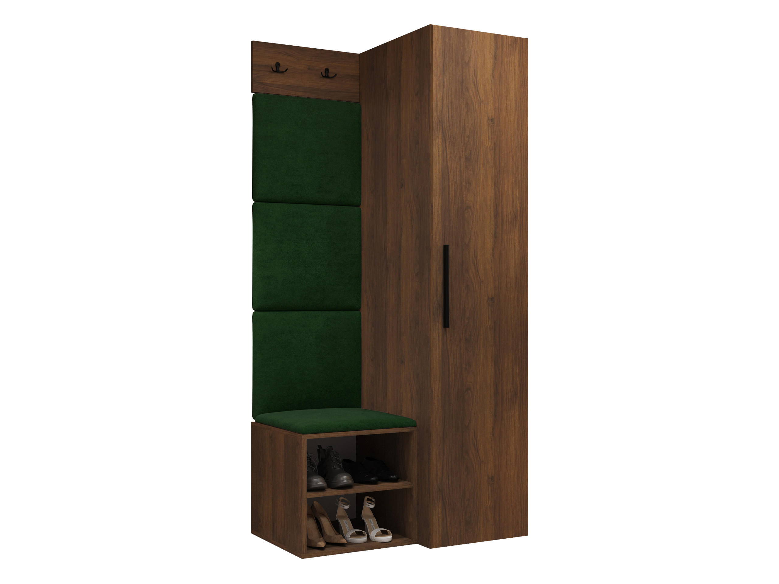 GARDEROBEN-SET Medi III - Nussbaumfarben/Schwarz, Holzwerkstoff/Kunststoff (40/191/50cm) - MIRJAN24