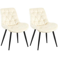 STUHL 2er Set Samt Creme - Creme/Schwarz, Textil/Metall (56/85/63cm) - CLP