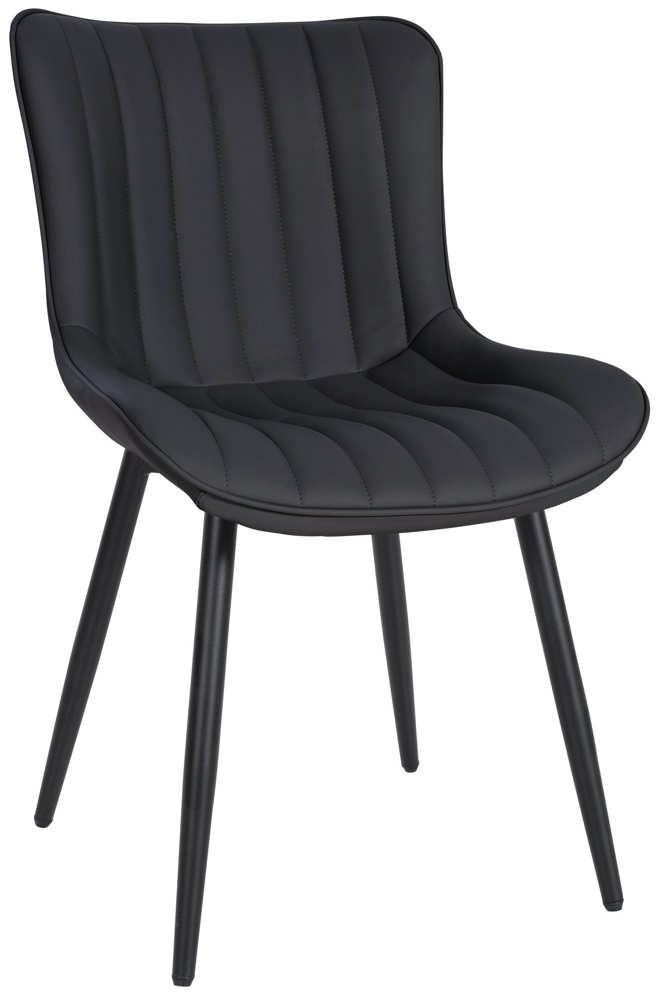 STUHL Lederlook schwarz - Schwarz, Textil/Metall (50/81/61cm) - CLP