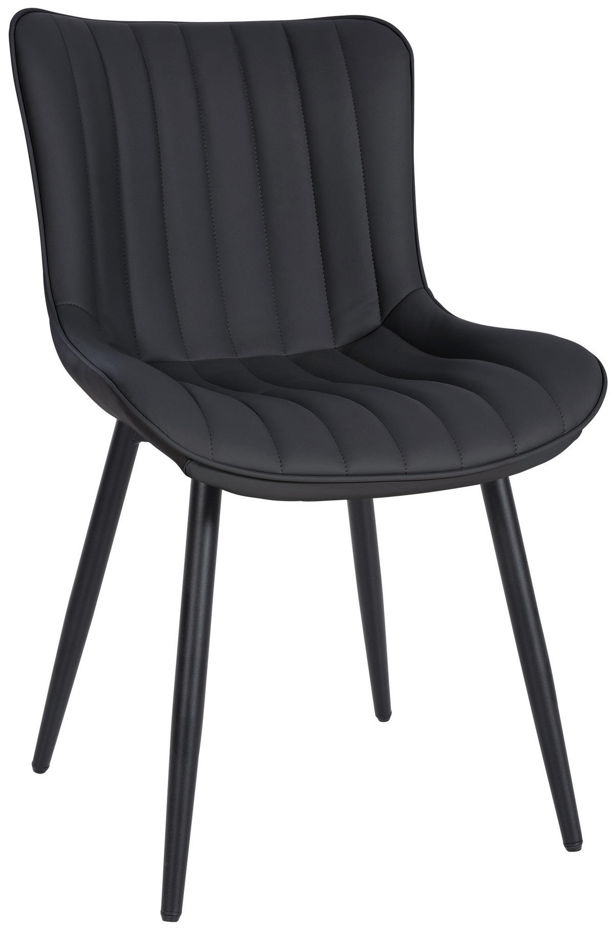 STUHL Lederlook schwarz - Schwarz, Textil/Metall (50/81/61cm) - CLP