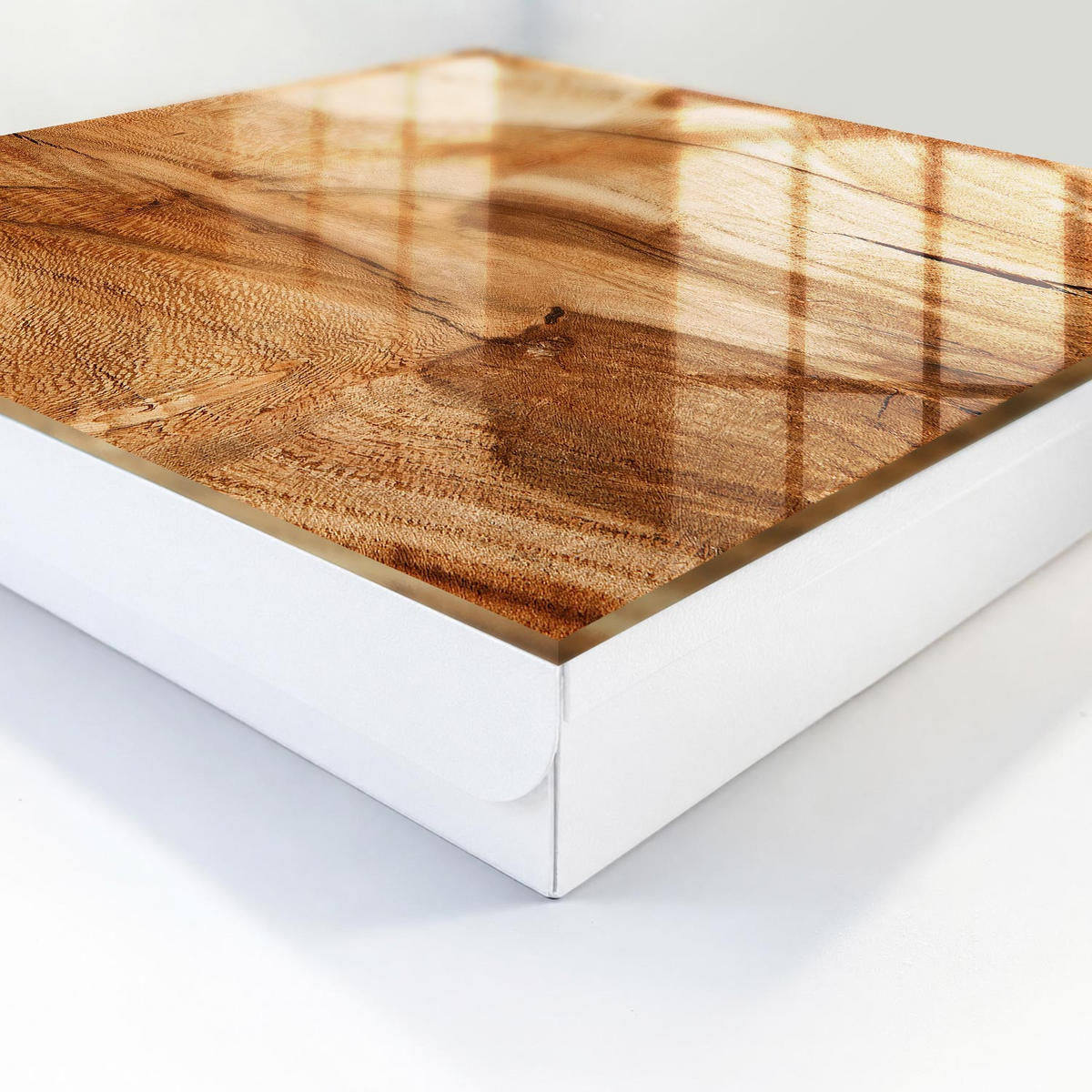 SCHLÜSSELBOX Weiß 30x30 cm – Türöffnung nach rechts - Holzstruktur - Braun, Metall (30/30/5cm) - TULUP