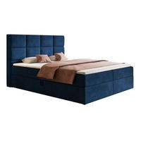 BOXSPRINGBETT mit Topper 160x200 Solo, Bettkasten, Matratze, Blau - Blau, Holz/Textil (160/200cm) - Emporius