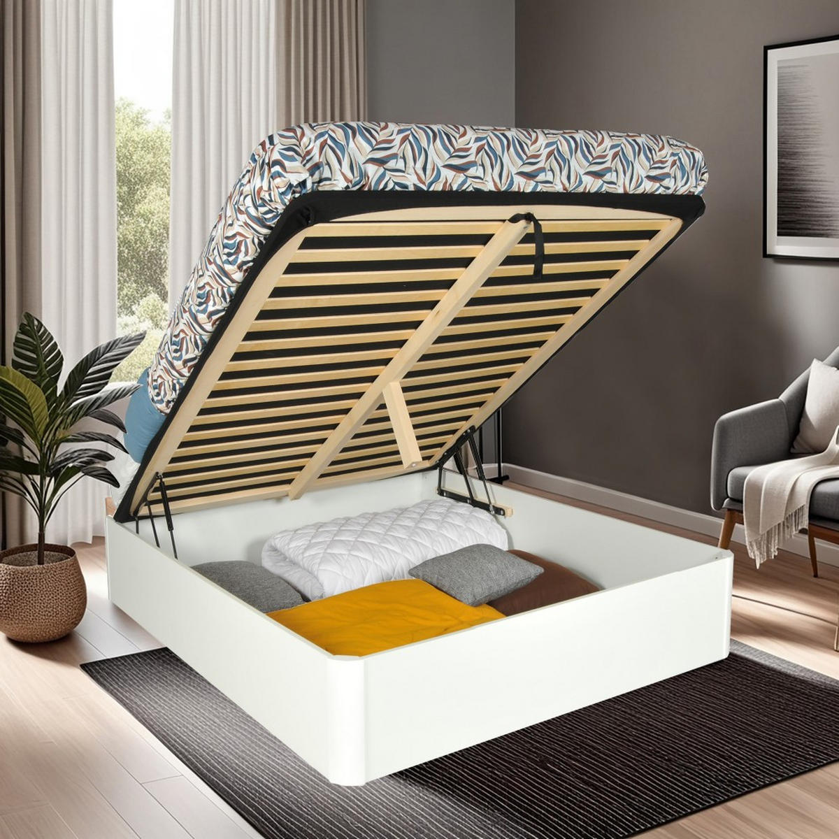 BETT SPIRO mit Lattenrost/ 140x190 - Weiß - Weiß, Holzwerkstoff (140/190cm) - Weber Industries
