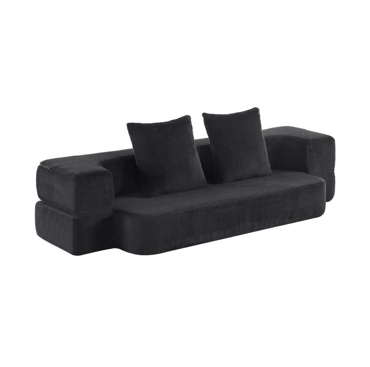 SCHLAFSOFA aus Schaumstoff Schwarz wandelbar als 2-in-1 Sofa und Schlafsofa mit Federkern und Kissen - Schwarz, Kunststoff (190/48/52cm) - Modfu