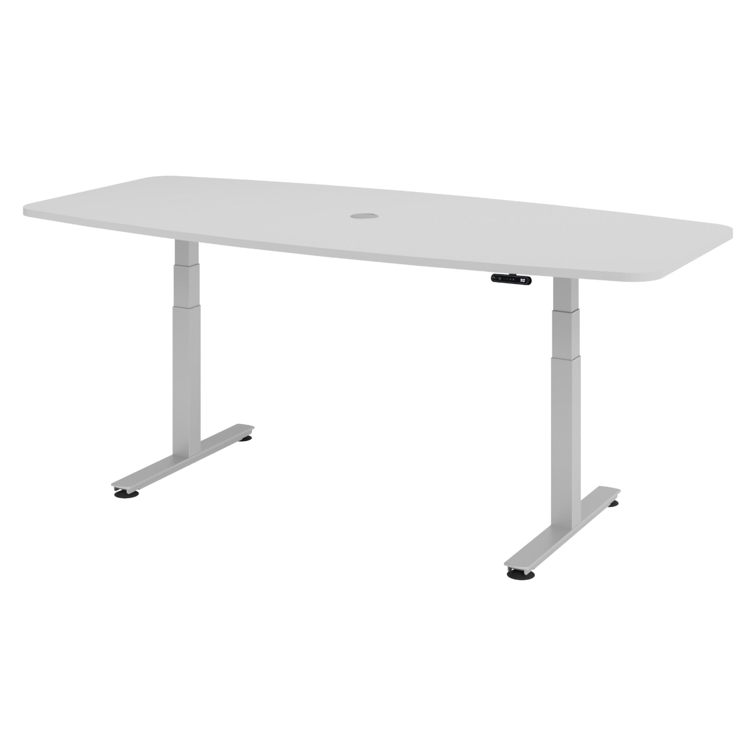 KONFERENZTISCH elektrisch XDSM22 103/220/74 cm in Grau/Silberfarben - Silberfarben/Grau, Holzwerkstoff (103/220/74cm) - bümö