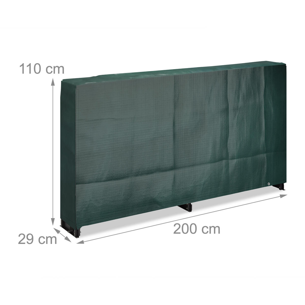 SUPORT negru verde închis pentru lemne cu husă 202 cm - verde închis, material plastic/metal (202/111/30cm) - Relaxdays