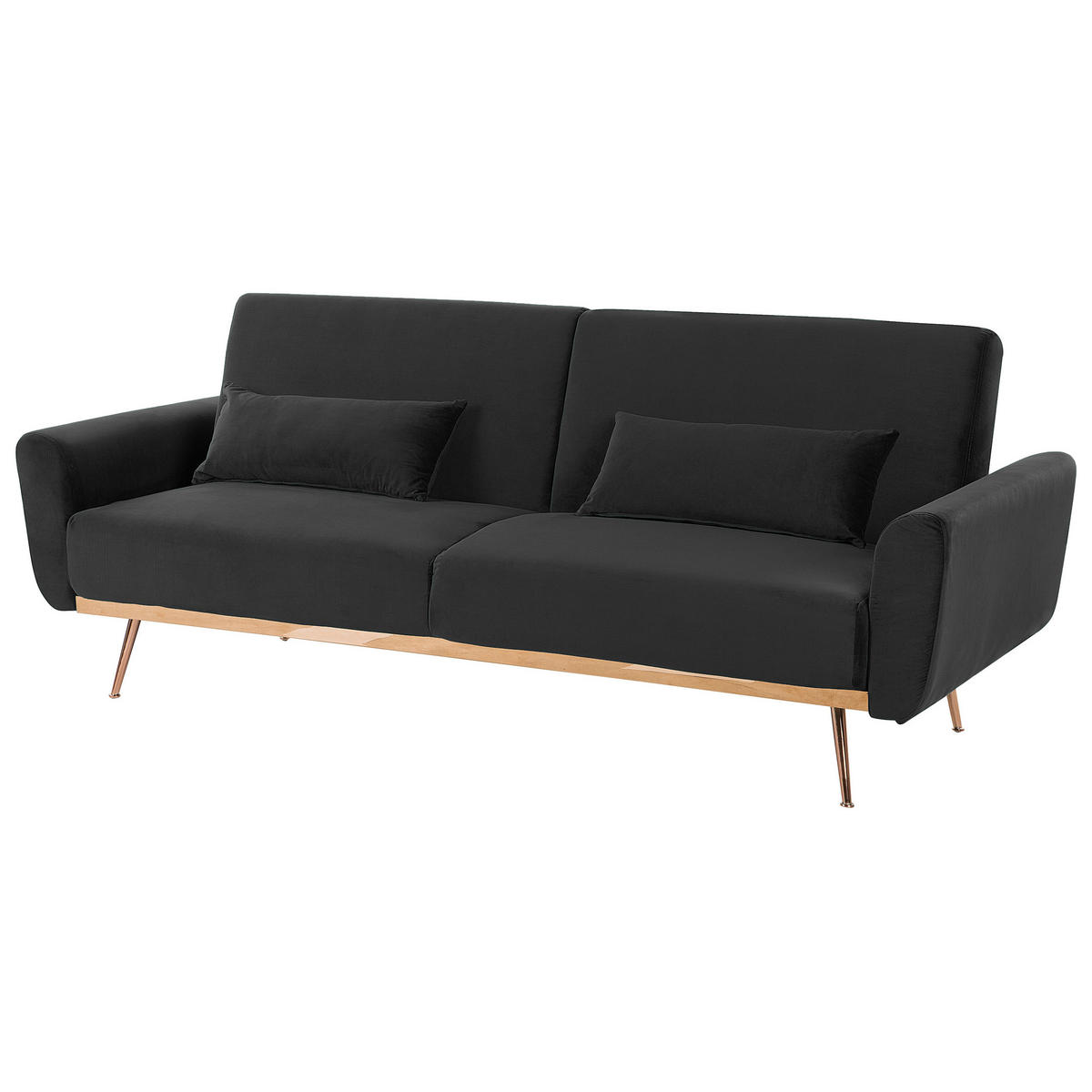 3-SITZER-SCHLAFSOFA Samtstoff Schwarz Eina - Schwarz, Textil (210/86/81cm) - Beliani