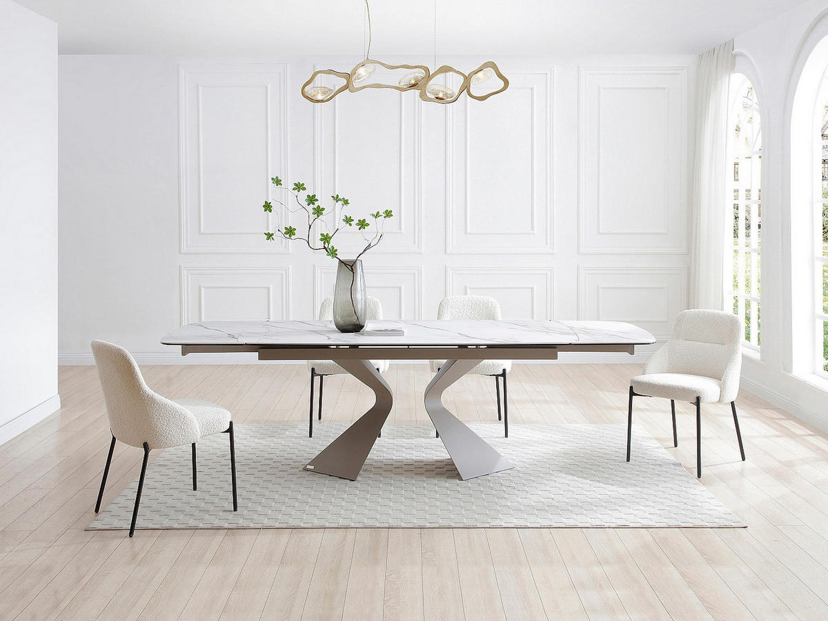 ESSTISCH - 6 Personen, 8 Personen, 10 Personen - Keramik, Glas - Taupe, Weiß - KAJARI - Taupe/Weiß, Glas/Keramik (90/220/76cm) - Vente-Unique