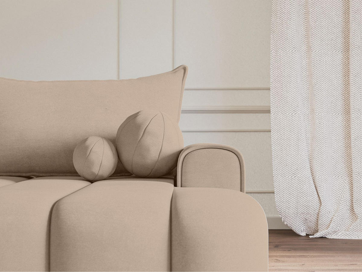ECKSOFA Dandelino Beige mit Samtbezug, rechts - Creme/Schwarz, Kunststoff/Textil (275/168cm) - Selsey