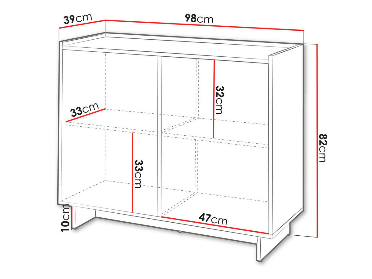KOMMODE Yasumi K98 - Nussbaumfarben/Schwarz, Holzwerkstoff/Kunststoff (98/82/39cm) - MIRJAN24