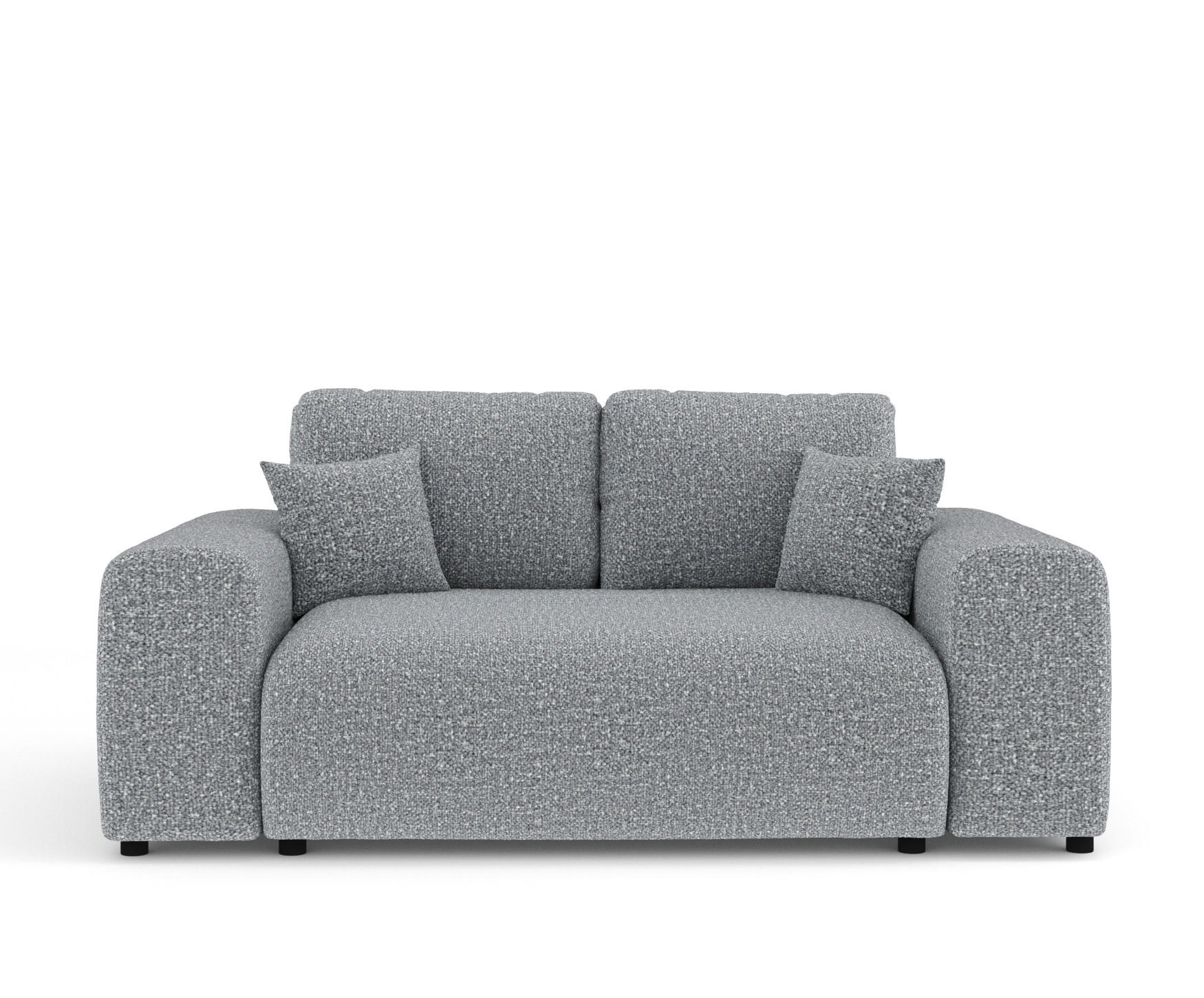 2-SITZER-SOFA Zanzibar Grau Plüschstoff - Schwarz/Grau, Holz/Holzwerkstoff (178/79/108cm) - Maison de Reve