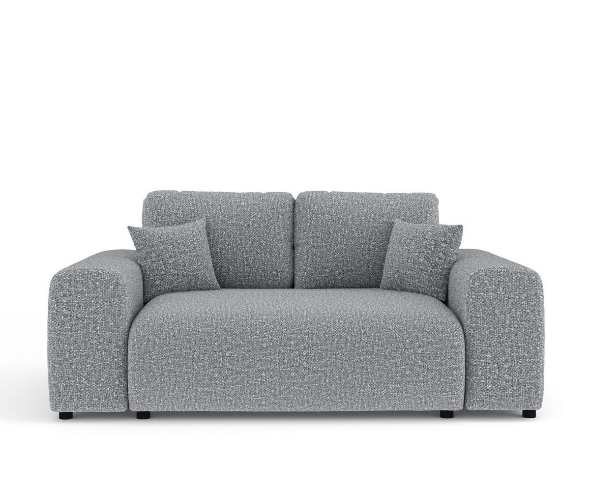 2-SITZER-SOFA Zanzibar Grau Plüschstoff - Schwarz/Grau, Holz/Holzwerkstoff (178/79/108cm) - Maison de Reve