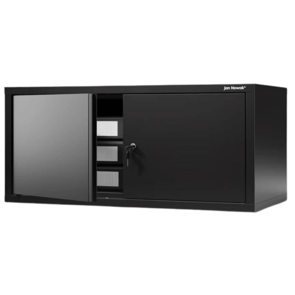 SCHRANKERWEITERUNG Aktenschrank mit 2 Flügeltüren 38x80x40cm Schwarz - Schwarz, Metall (80/38/40cm) - DELUKE