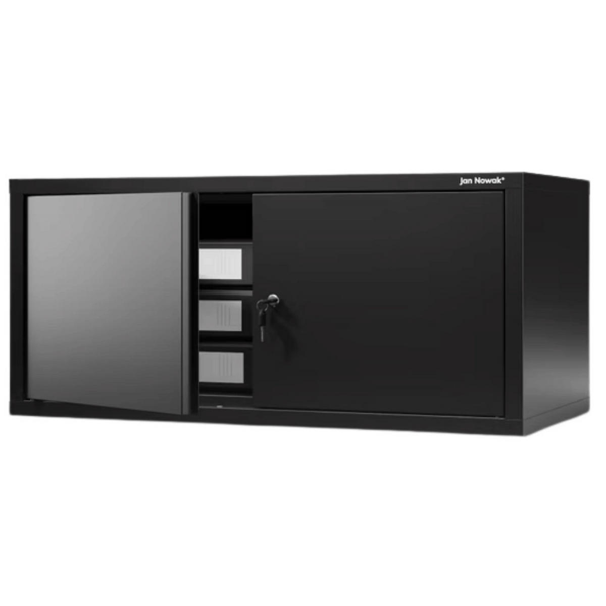 SCHRANKERWEITERUNG Aktenschrank mit 2 Flügeltüren 38x80x40cm Schwarz - Schwarz, Metall (80/38/40cm) - DELUKE