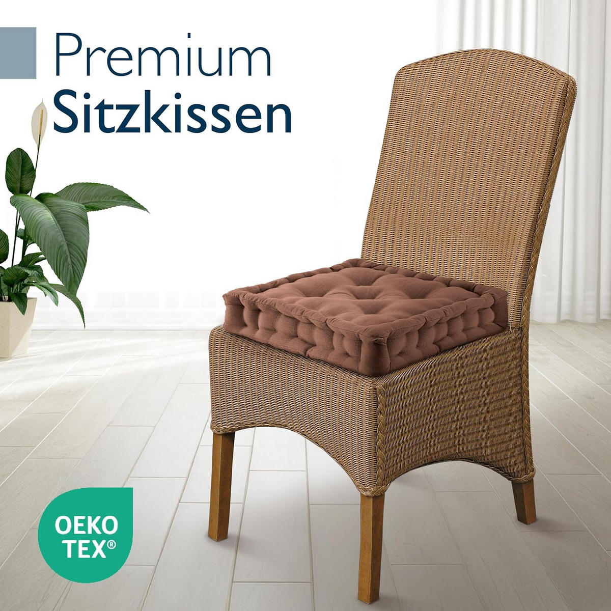 STUHLKISSEN Mila 50x50x10cm Braun (2tlg) - Braun, Textil (50/50/10cm) - Beautissu 