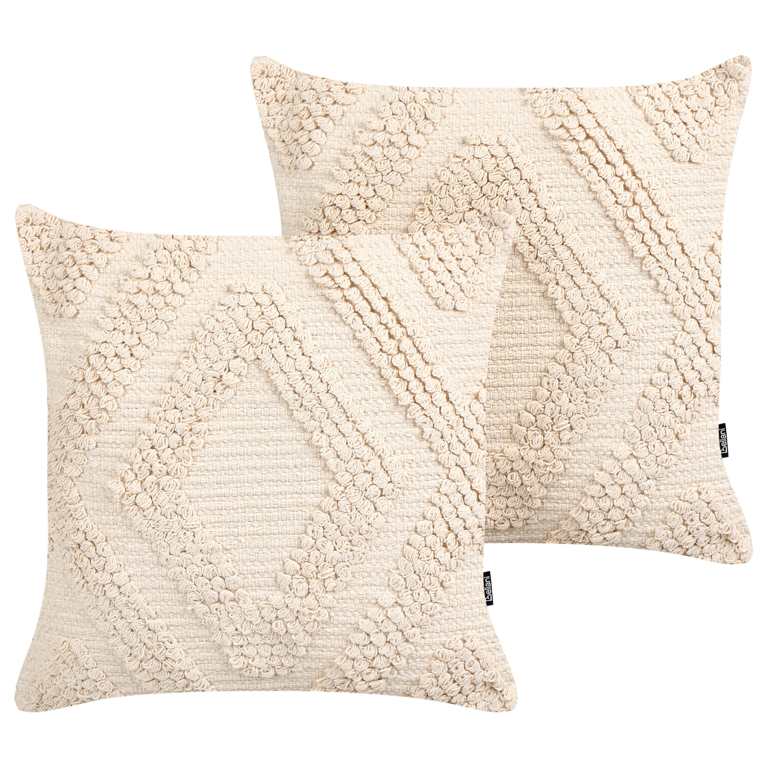 DEKOKISSEN 2er-Set Cremeweiß 45/45 cm Catalpa - Ecru, Naturmaterialen/Textil (45/45cm) - Beliani