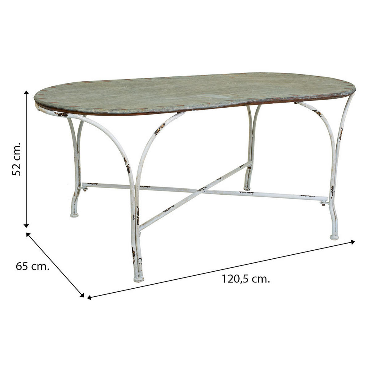 BEISTELLTISCH aus Metall, grau, 121x65x52cm - Grau, Metall (65/120.5/52cm) - Wanderlust
