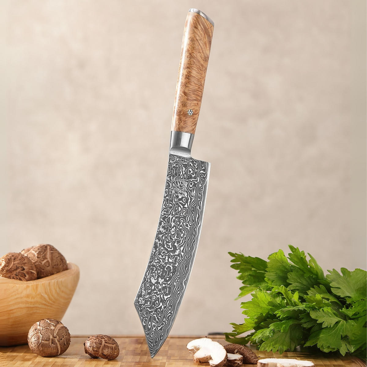 BLOCKMESSER 20 cm - Birkefarben, Holz/Metall (34cm) - Zayiko