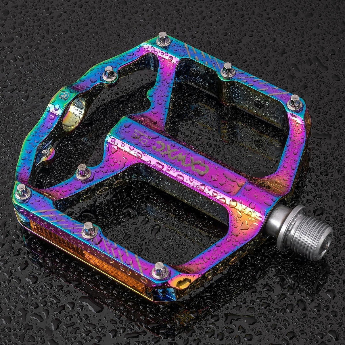 FAHRRADPEDALE 9/16 Zoll CNC Aluminium MTB Pedale mit Reflektoren Leichtgewichts Antirutsch Mehrfarbig - Multicolor, Metall (9/2/10cm)